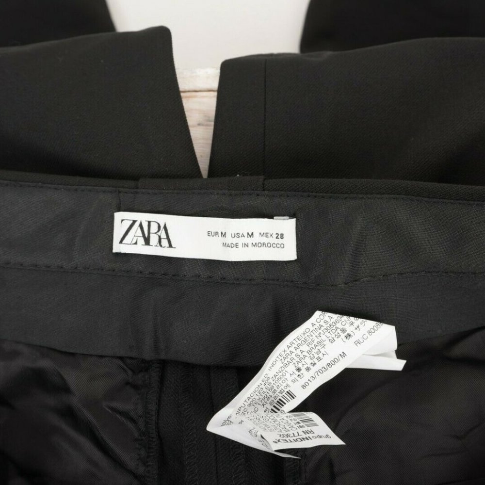 Zara Womens High Waisted Darted Trousers Black m - Picture 7 of 8